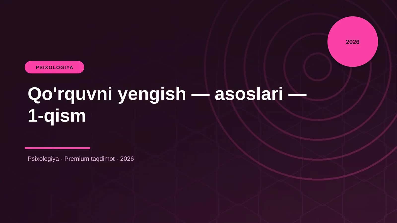 Qo'rquvni yengish — asoslari — 1-qism