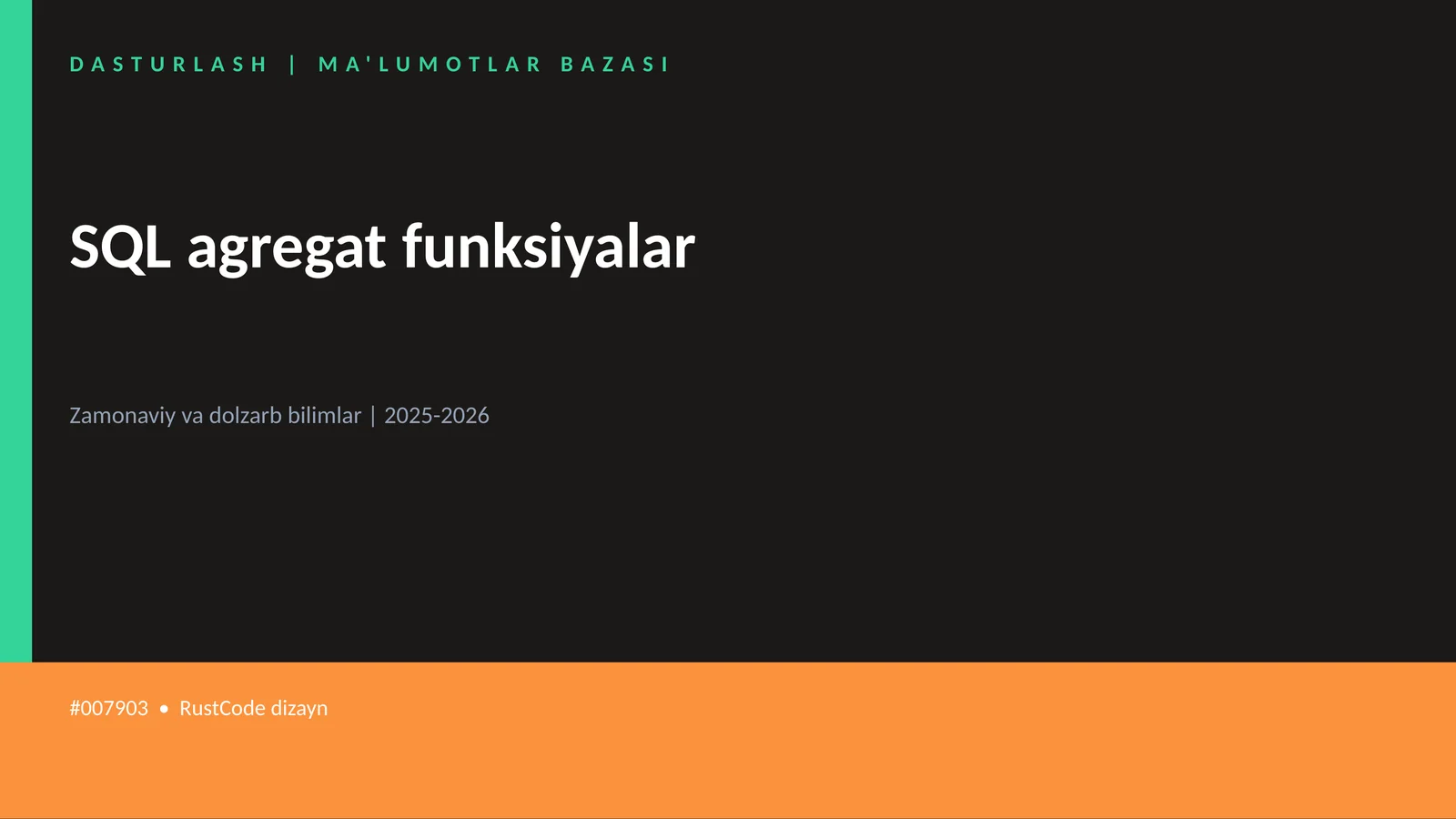 SQL agregat funksiyalar