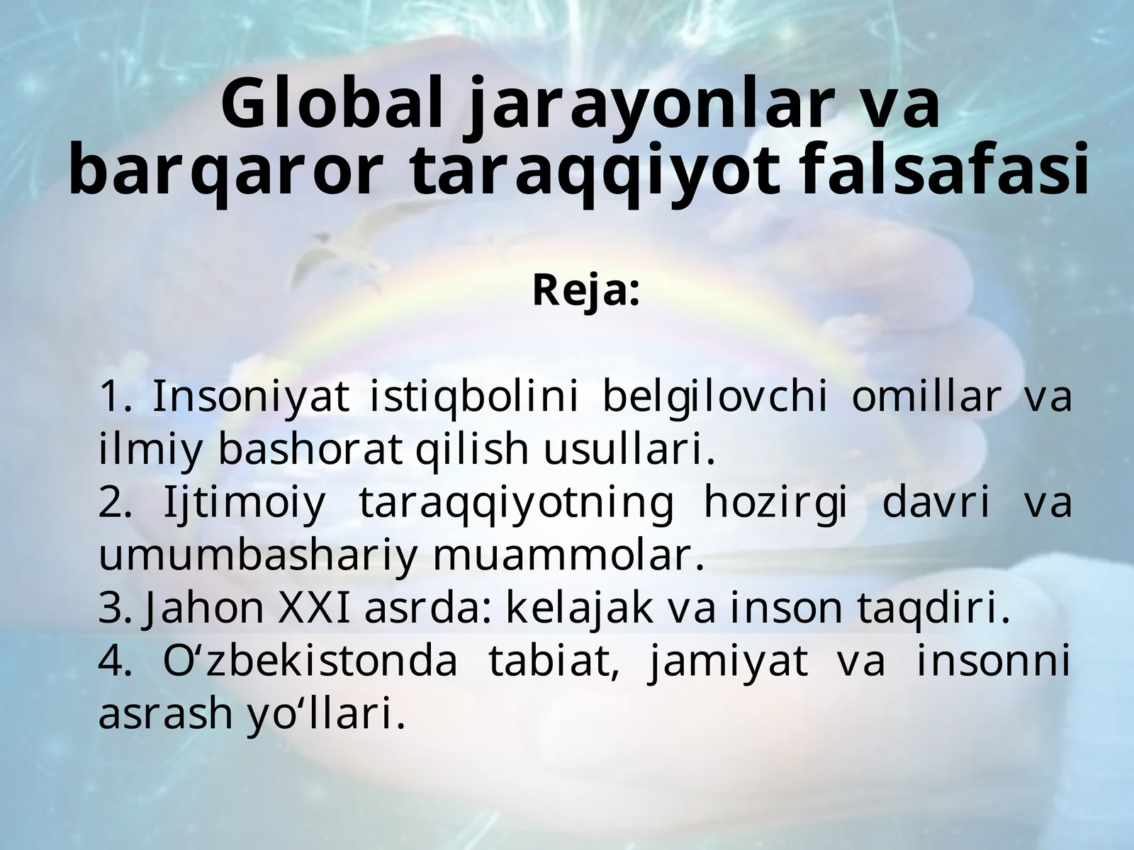 Global jarayonlar va barqaror taraqqiyot falsafasi