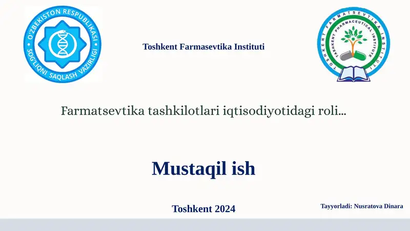 Farmatsevtika Tashkilotlari Iqtisodiyotidagi Roli