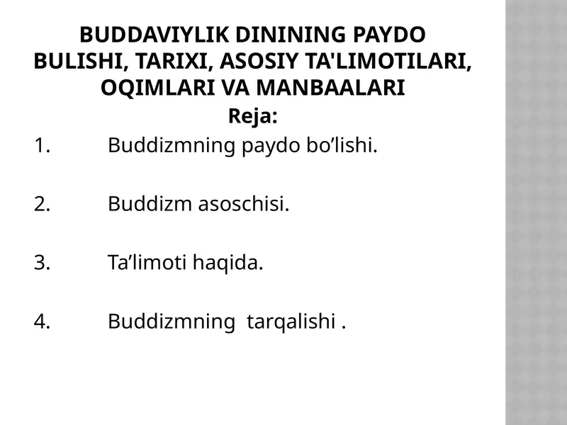 Buddizmningpaydobo’lishi