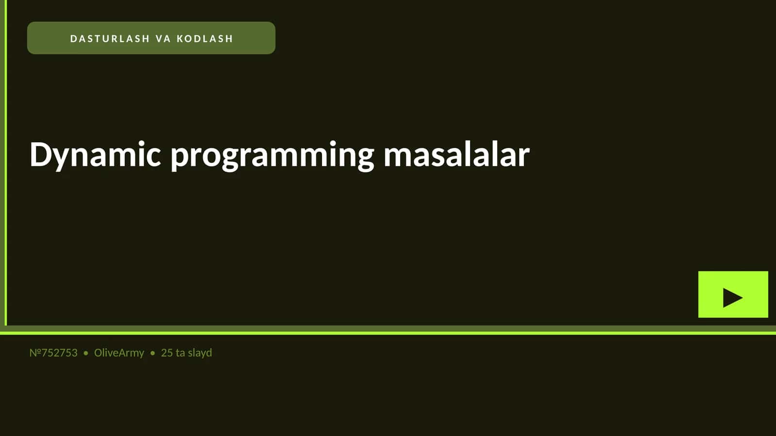 Dynamic programming masalalar