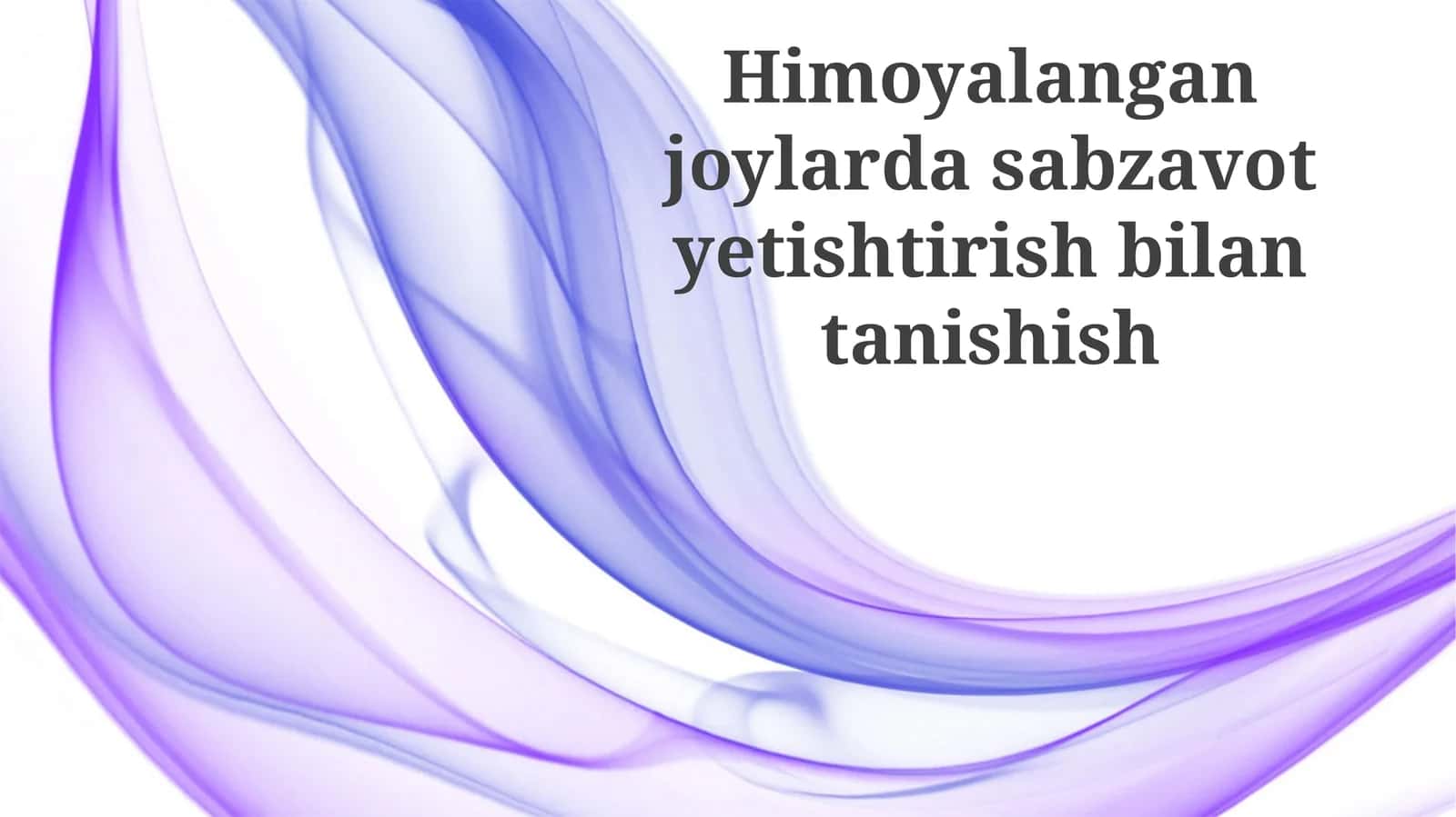 Himoyalangan joylarda sabzavot yetishtirish