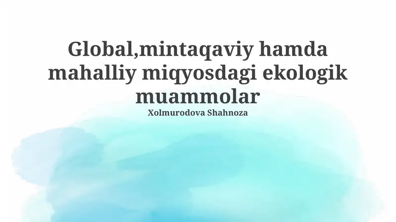 Global, mintaqaviy hamda mahalliy miqyosdagi ekologik muammolar