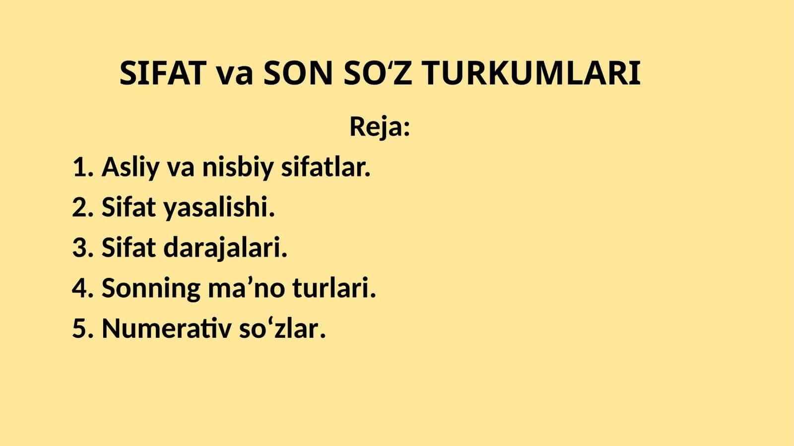 SIFATva SONSO‘ZTURKUMLARI