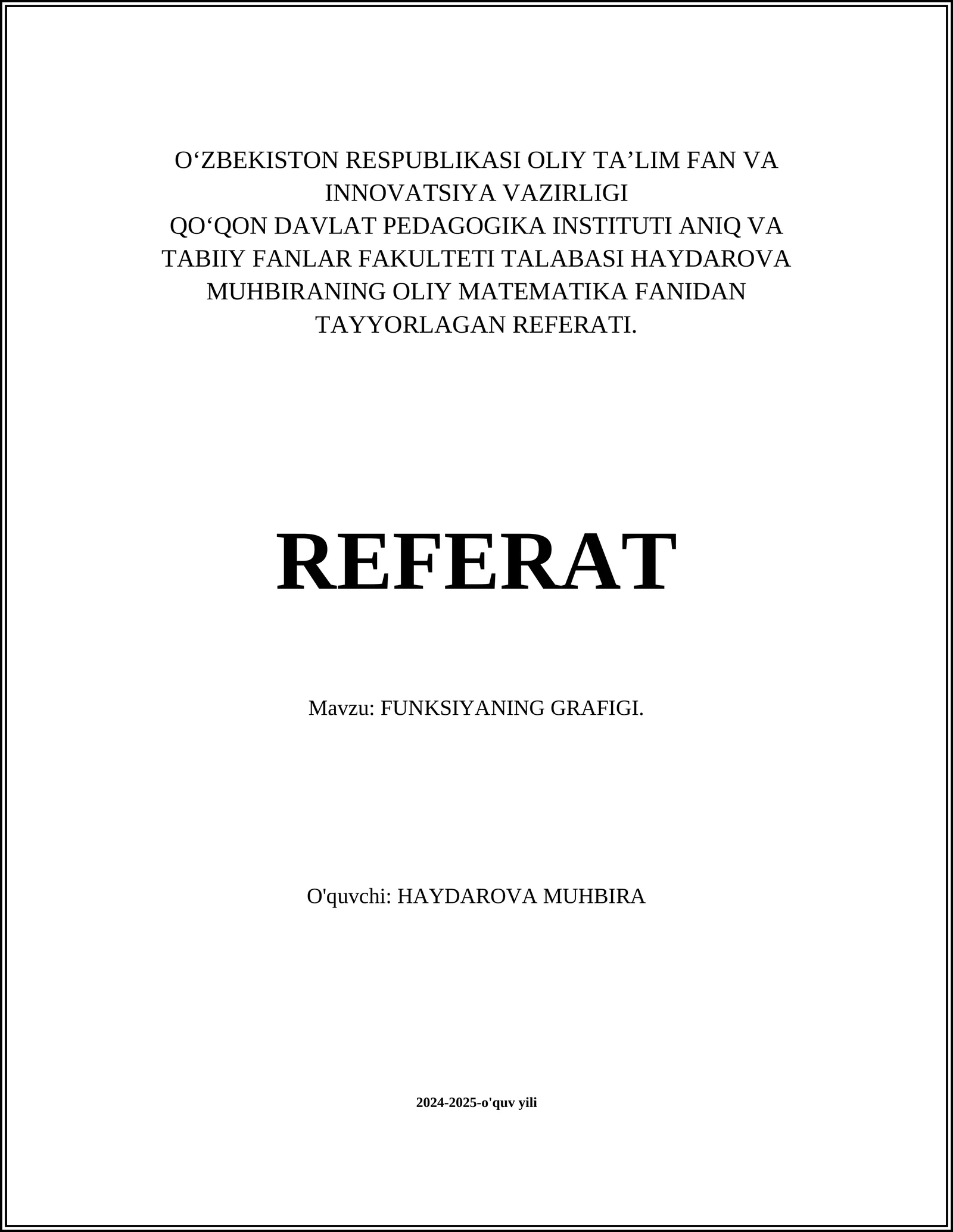 FUNKSIYANING GRAFIGI