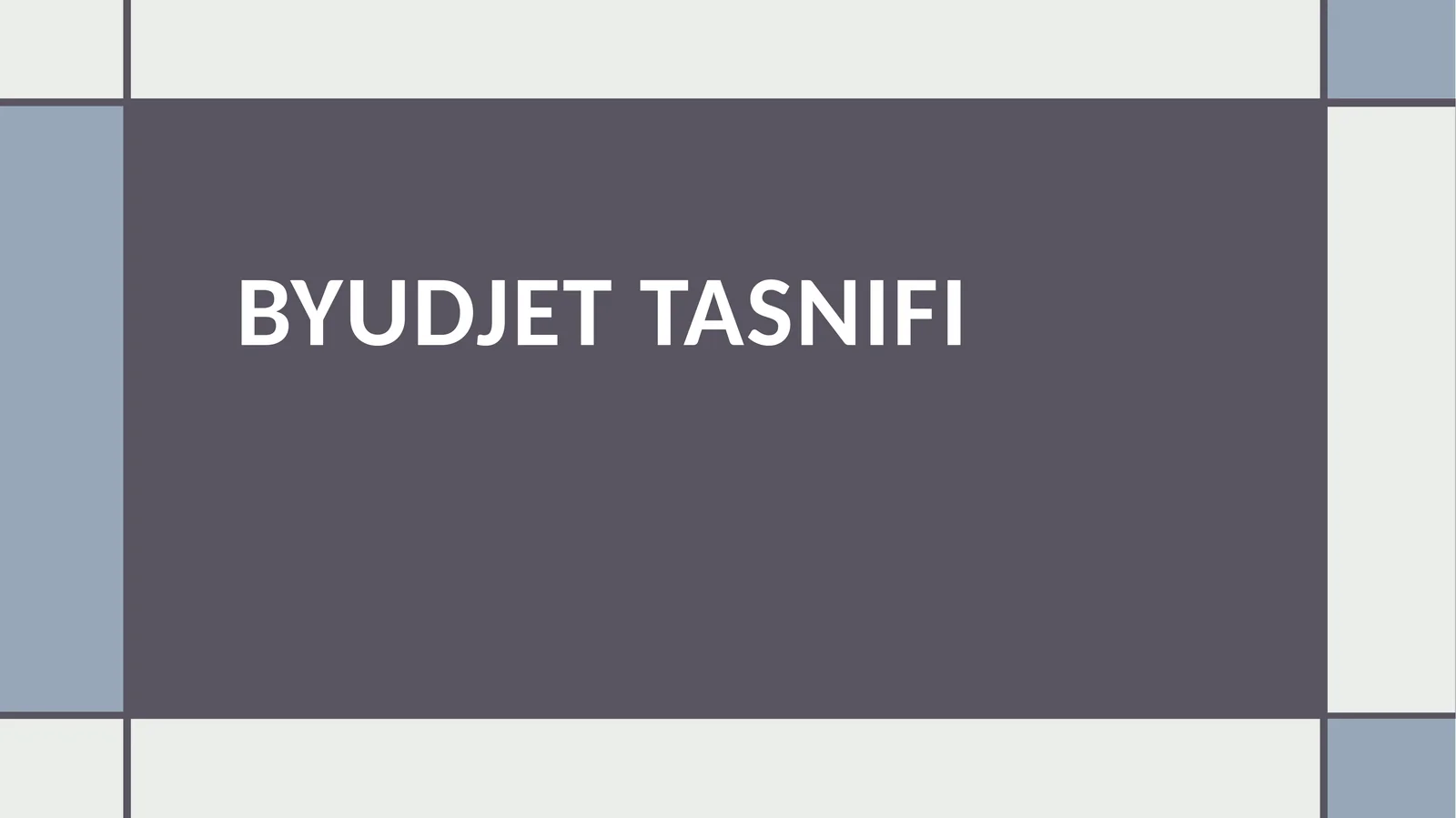 BYUDJET TASNIFI