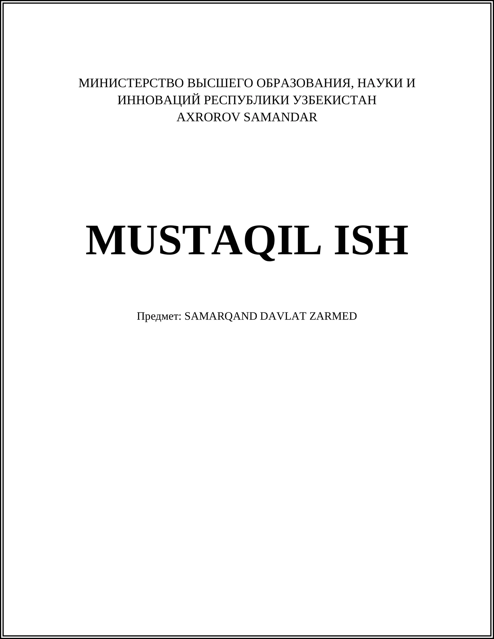 SAMARQAND DAVLAT ZARMED