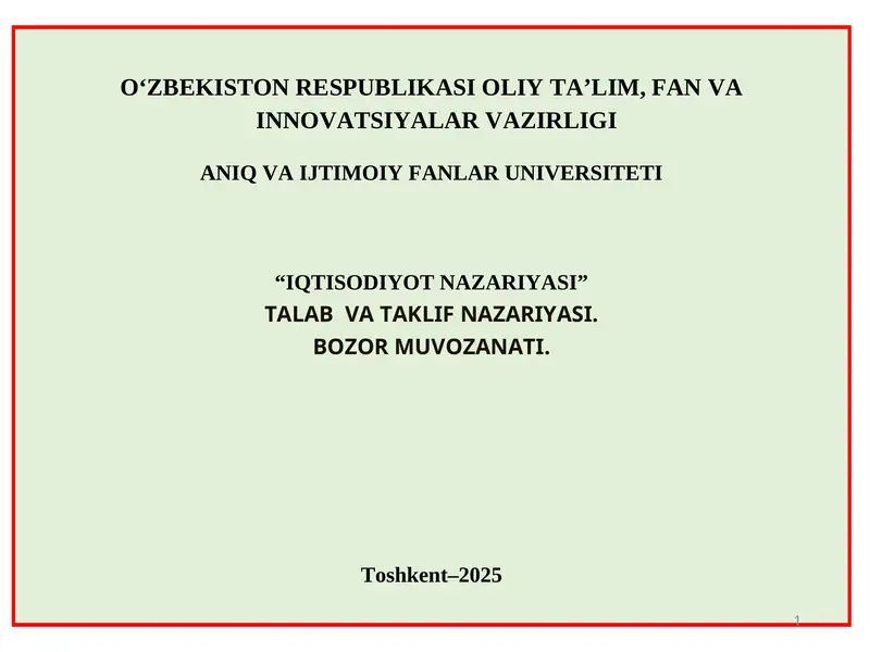 TALAB VA TAKLIF NAZARIYASI