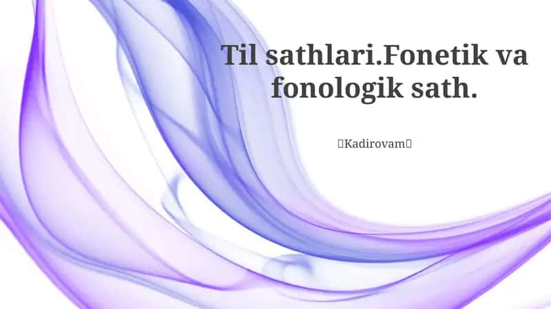 Til sathlari.Fonetik va fonologik sath
