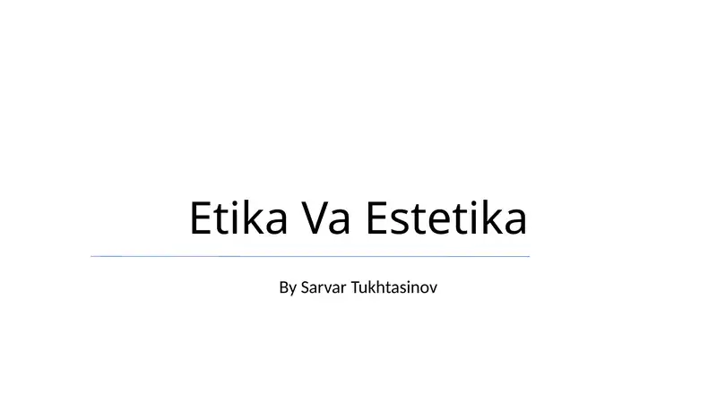 Etika Va Estetika