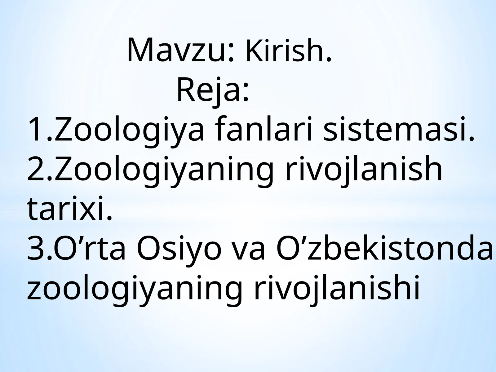 Zoologiya Fanlari Sistemasi