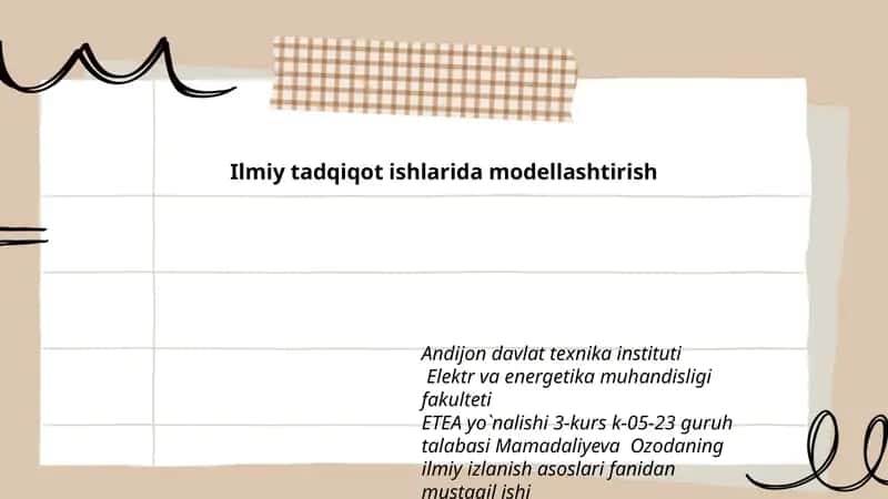 Mamadaliyeva Ozodaning ilmiy izlanish asoslari fanidan mustaqil ishi