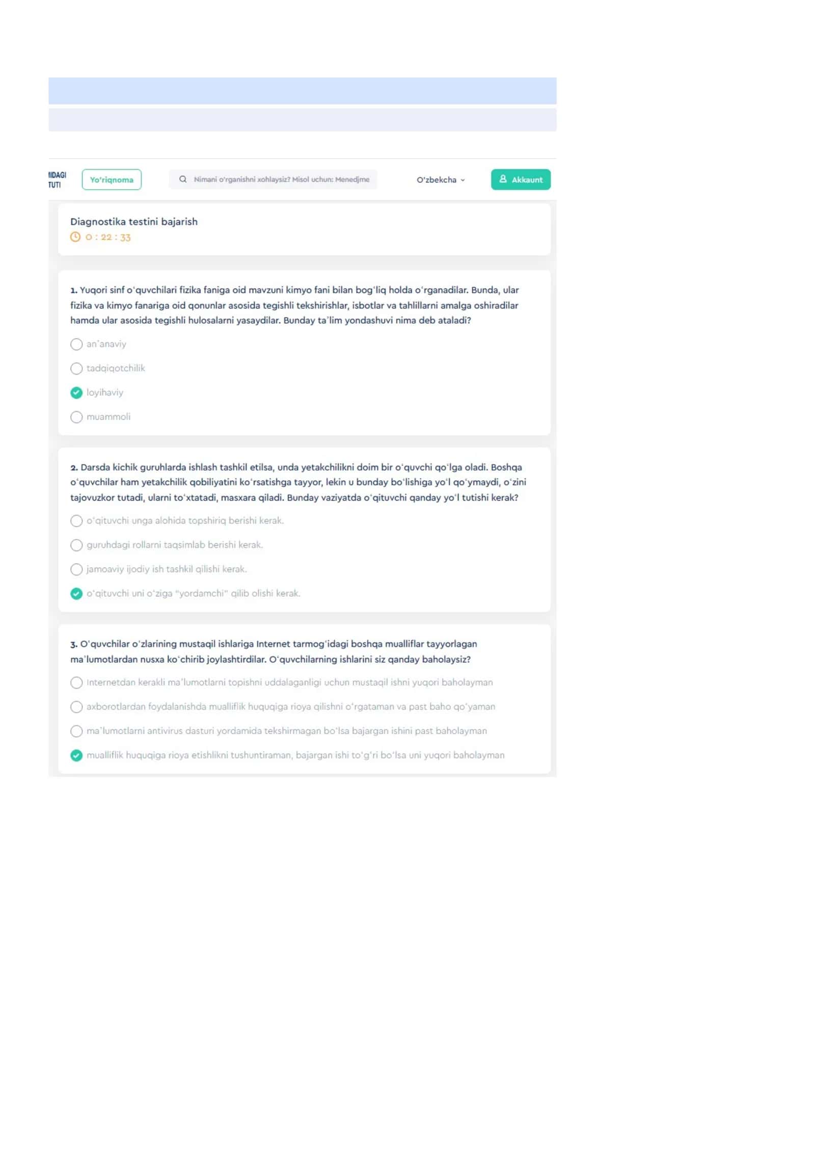 Psixologiya diagnostik test