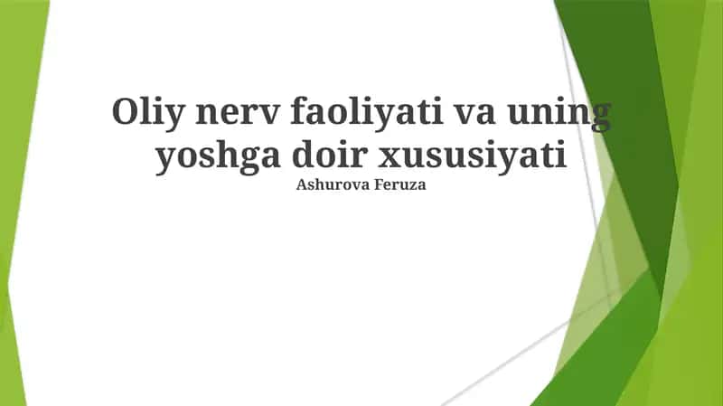 Yuqori Nerv Faoliyati
