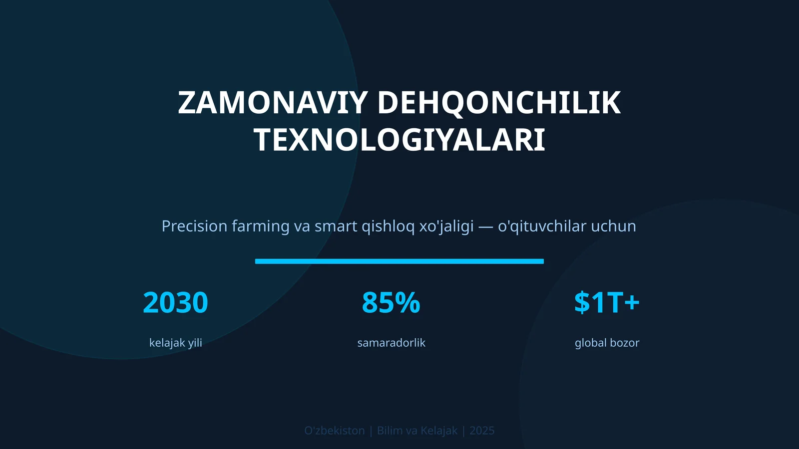 ZAMONAVIY DEHQONCHILIK TEXNOLOGIYALARI
