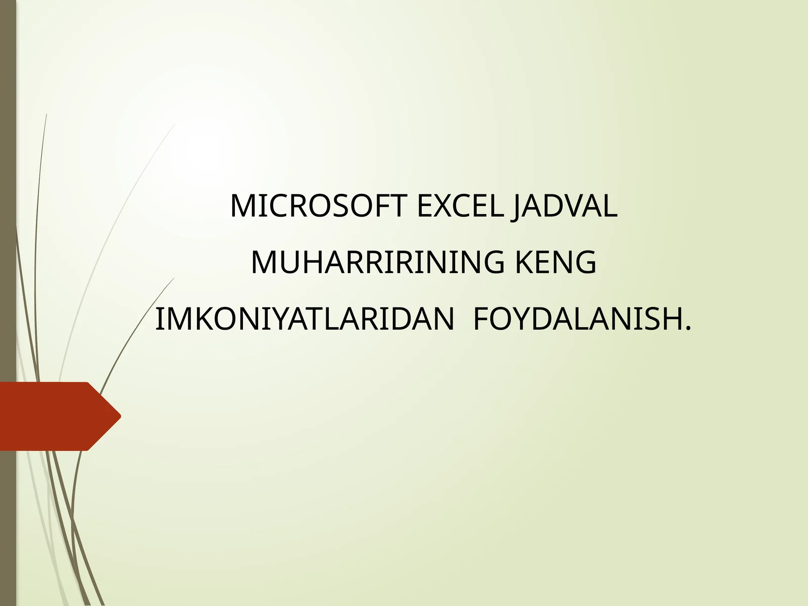MICROSOFT EXCEL JADVAL MUHARRIRI