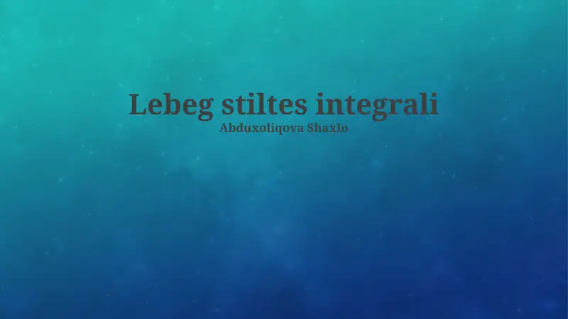 Lebeg stiltes integrali
