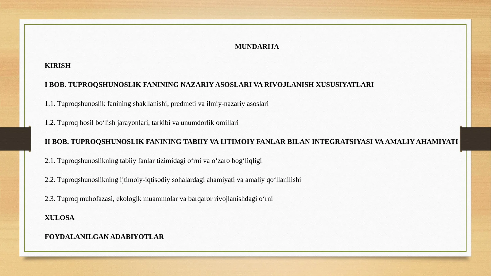 TUPROQSHUNOSLIK FANINING NAZARIY ASOSLARI VA RIVOJLANISH XUSUSIYATLARI
