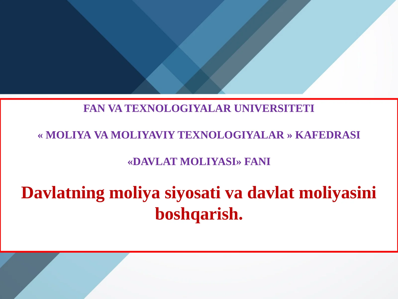 DAVLAT MOLIYASI