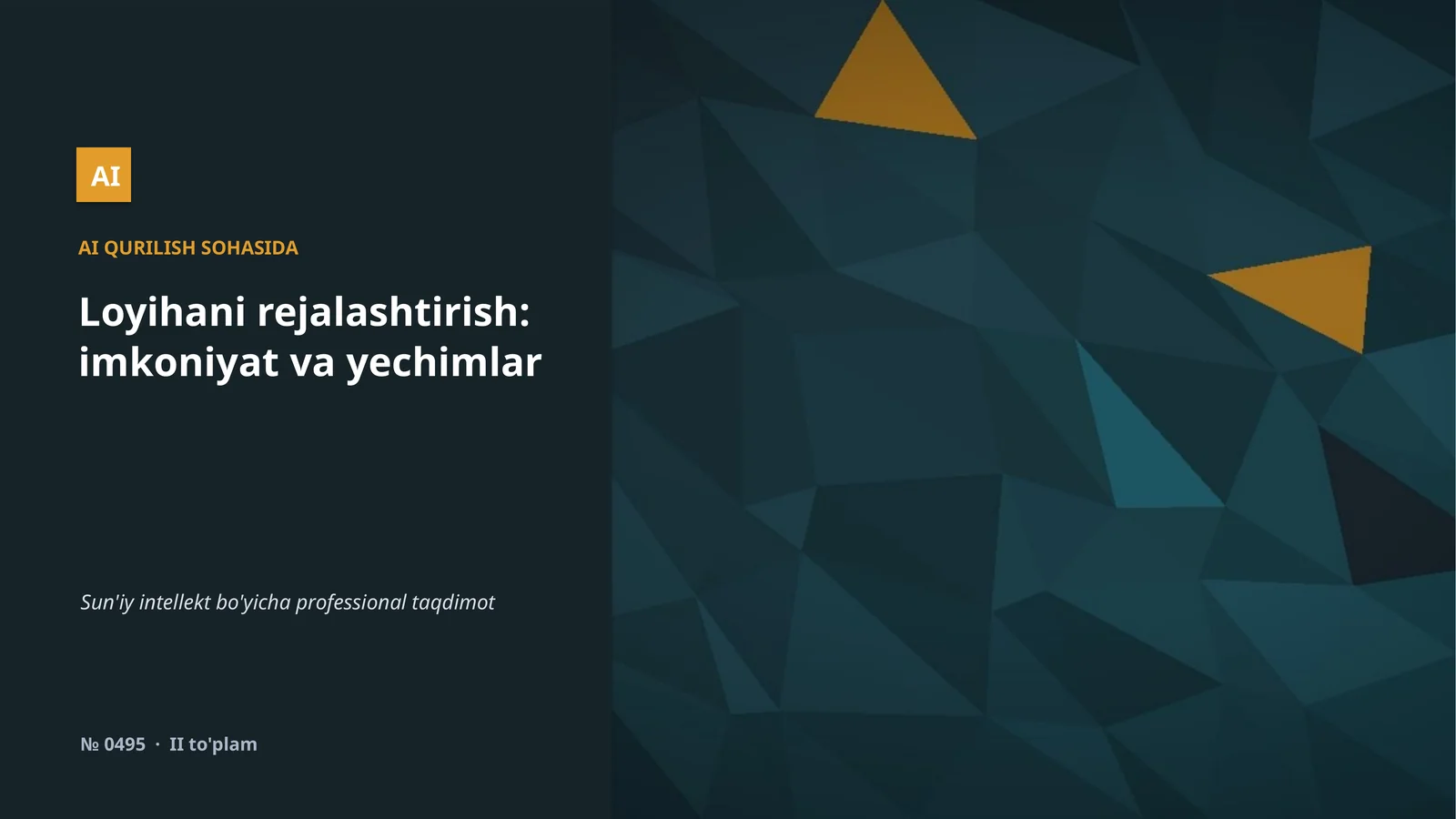 AI QURILISH SOHASIDA