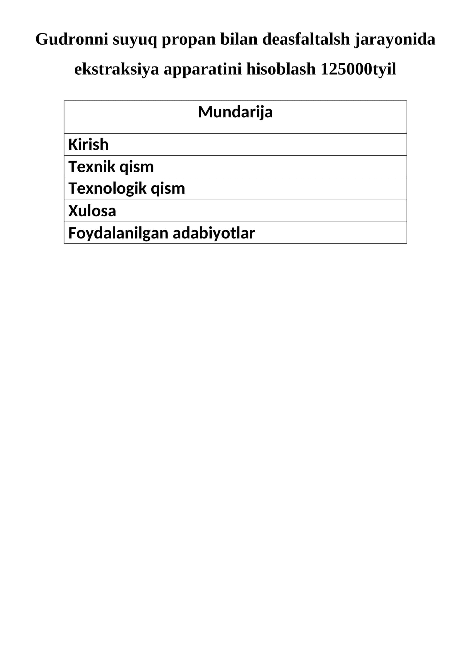 Suyuq propan bilan deasfaltlash apparati