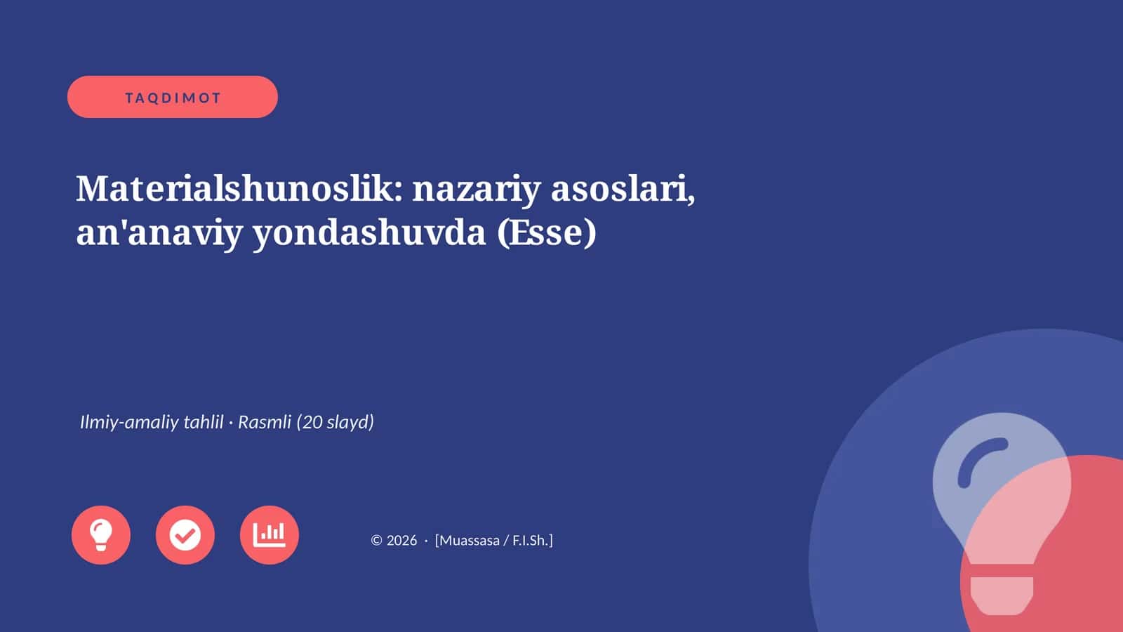 Materialshunoslik: nazariy asoslari, an'anaviy yondashuvda (Esse)