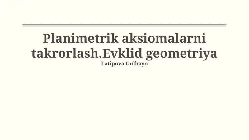 Evklid Geometriyasi Aksiomalari