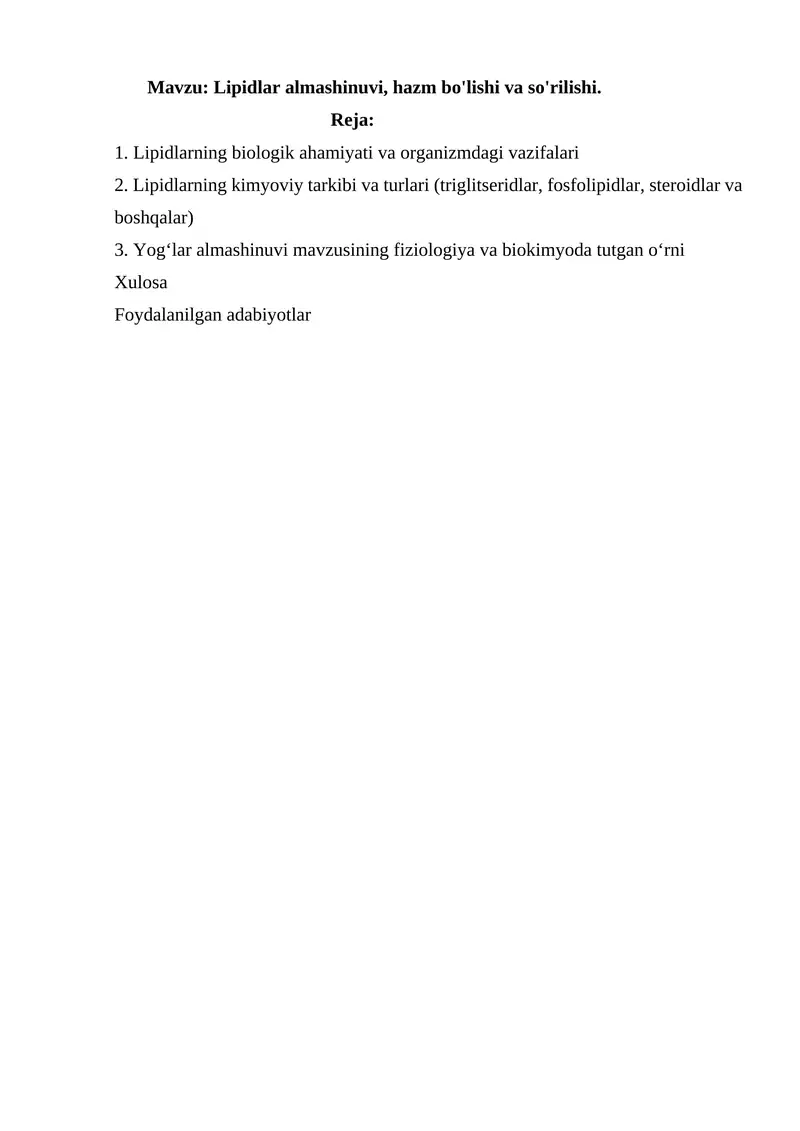 Lipidlar almashinuvi