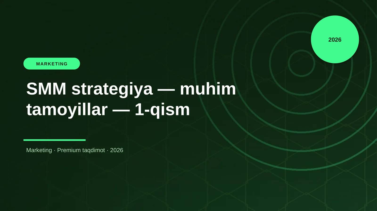 SMM strategiya — muhim tamoyillar — 1-qism