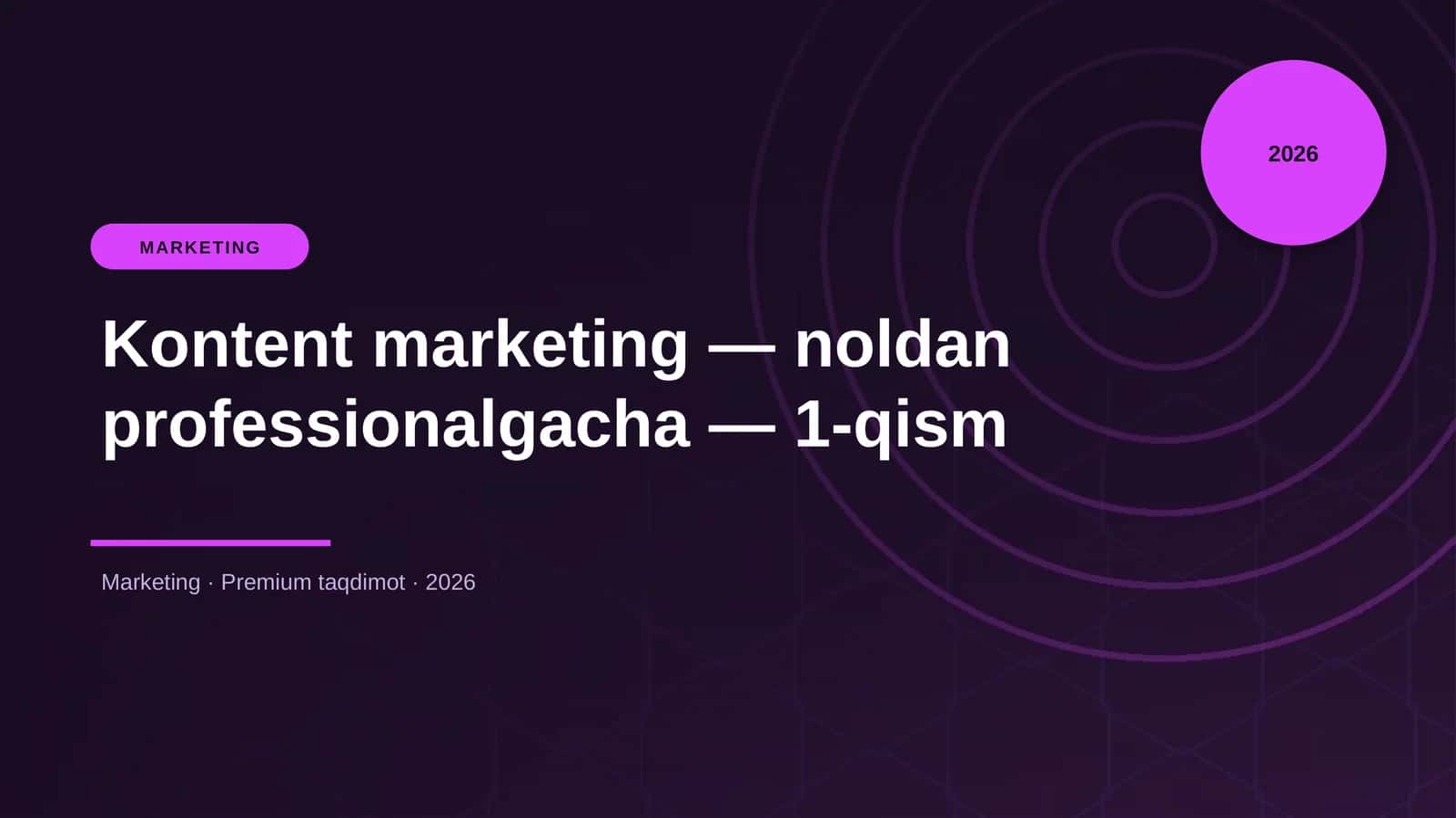 Kontent marketing — noldan professionalgacha — 1-qism