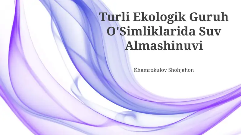 Turli Ekologik Guruh O'Simliklarida Suv Almashinuvi
