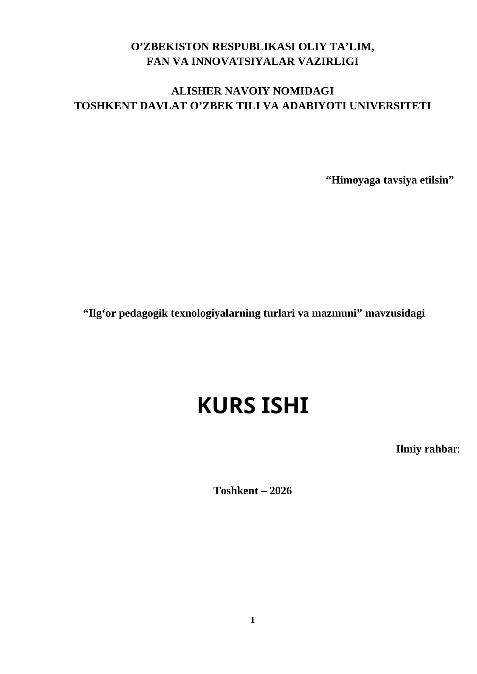 Ilg‘or pedagogik texnologiyalarning turlari va mazmuni
