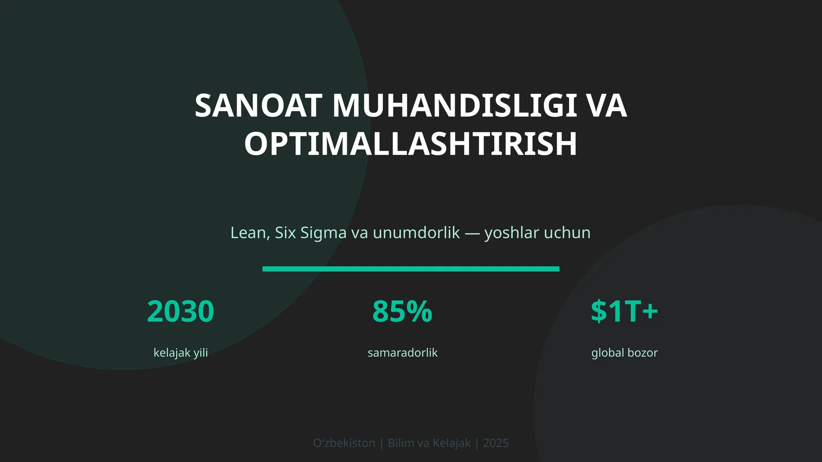 SANOAT MUHANDISLIGI VA OPTIMALLASHTIRISH