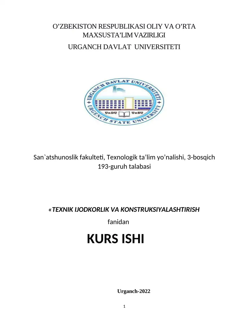 AYOLLAR SHIMINI ESKIZINI LOYIHALASH