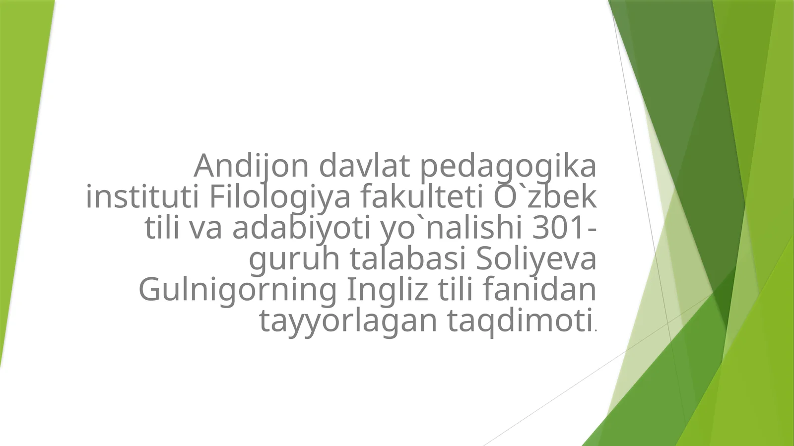 Ingliz til fanidan tayyorlagan taqdimoti