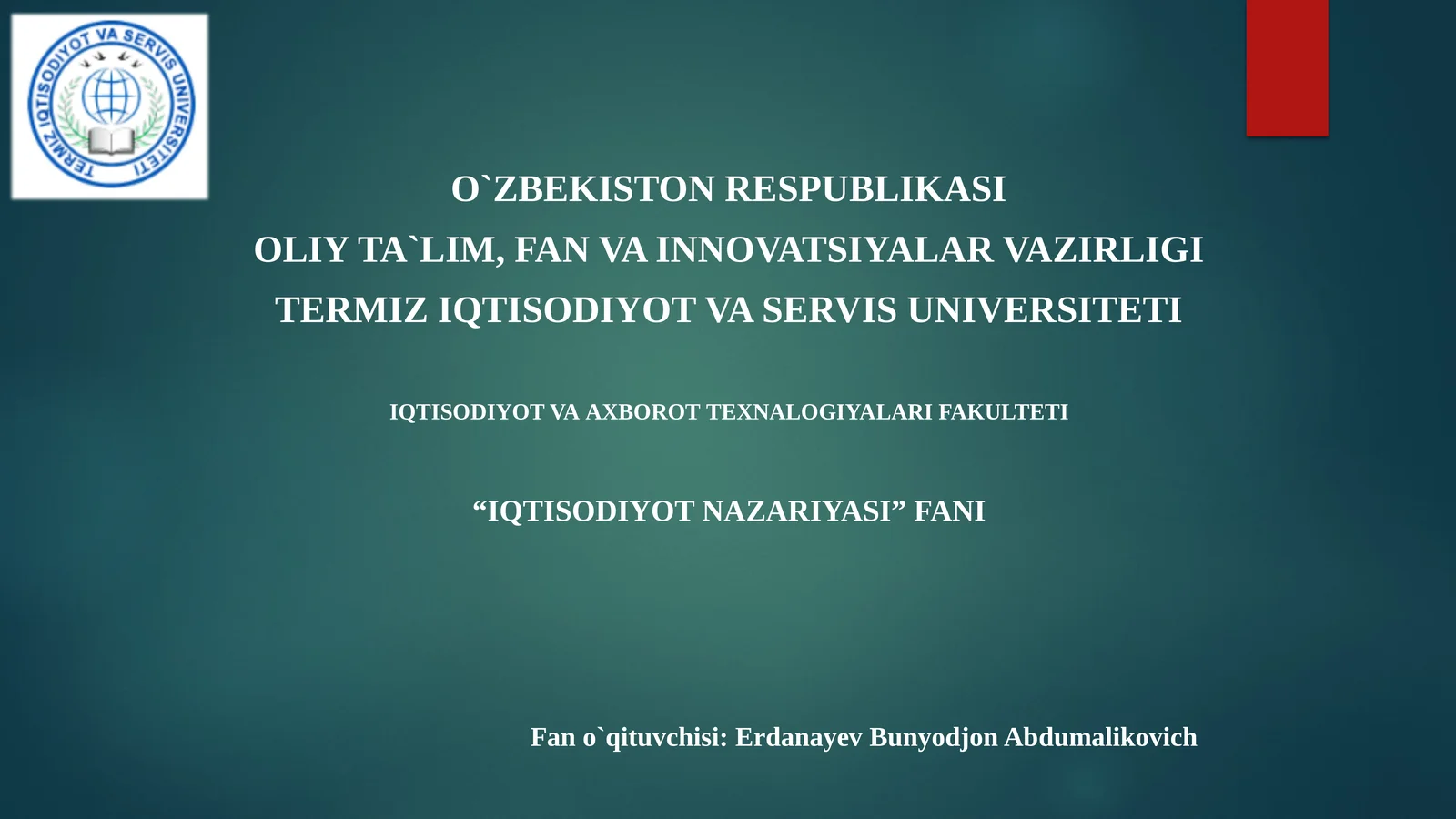 IQTISODIYOT NAZARIYASI