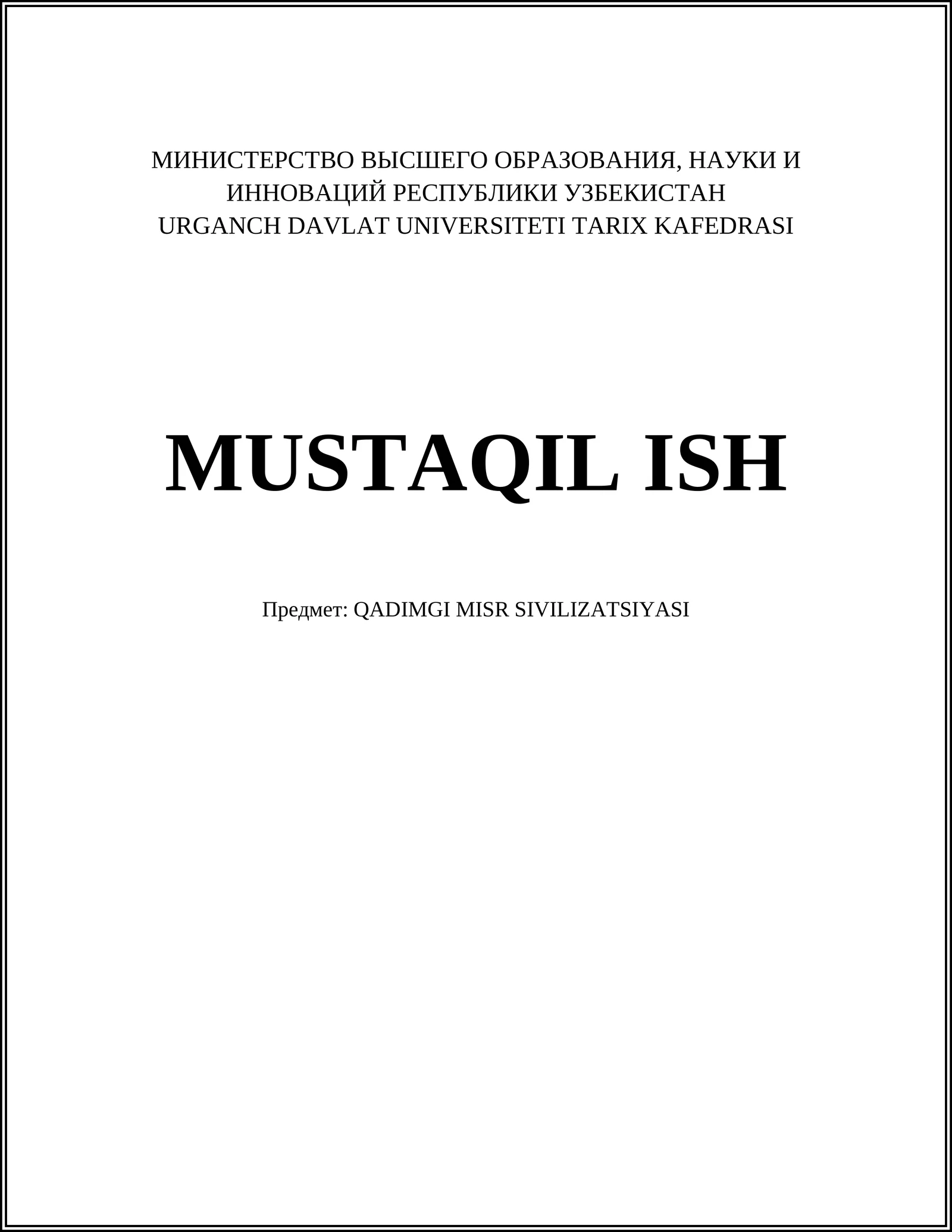 QADIMGI MISR SIVILIZATSIYASI