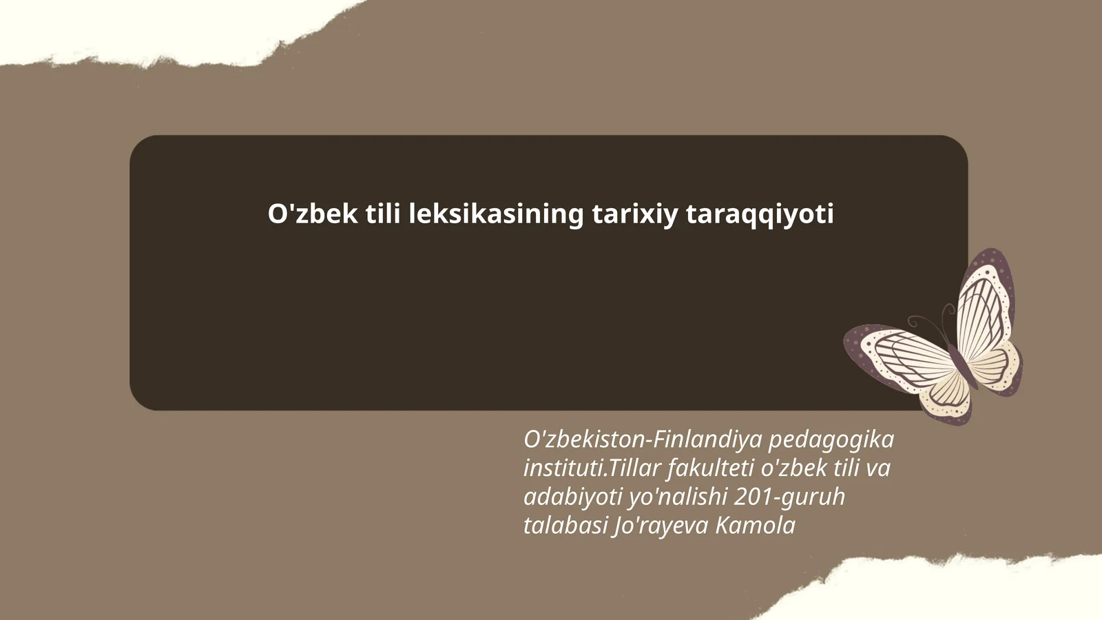 O'zbek tili leksikasining tarixiy taraqqiyoti