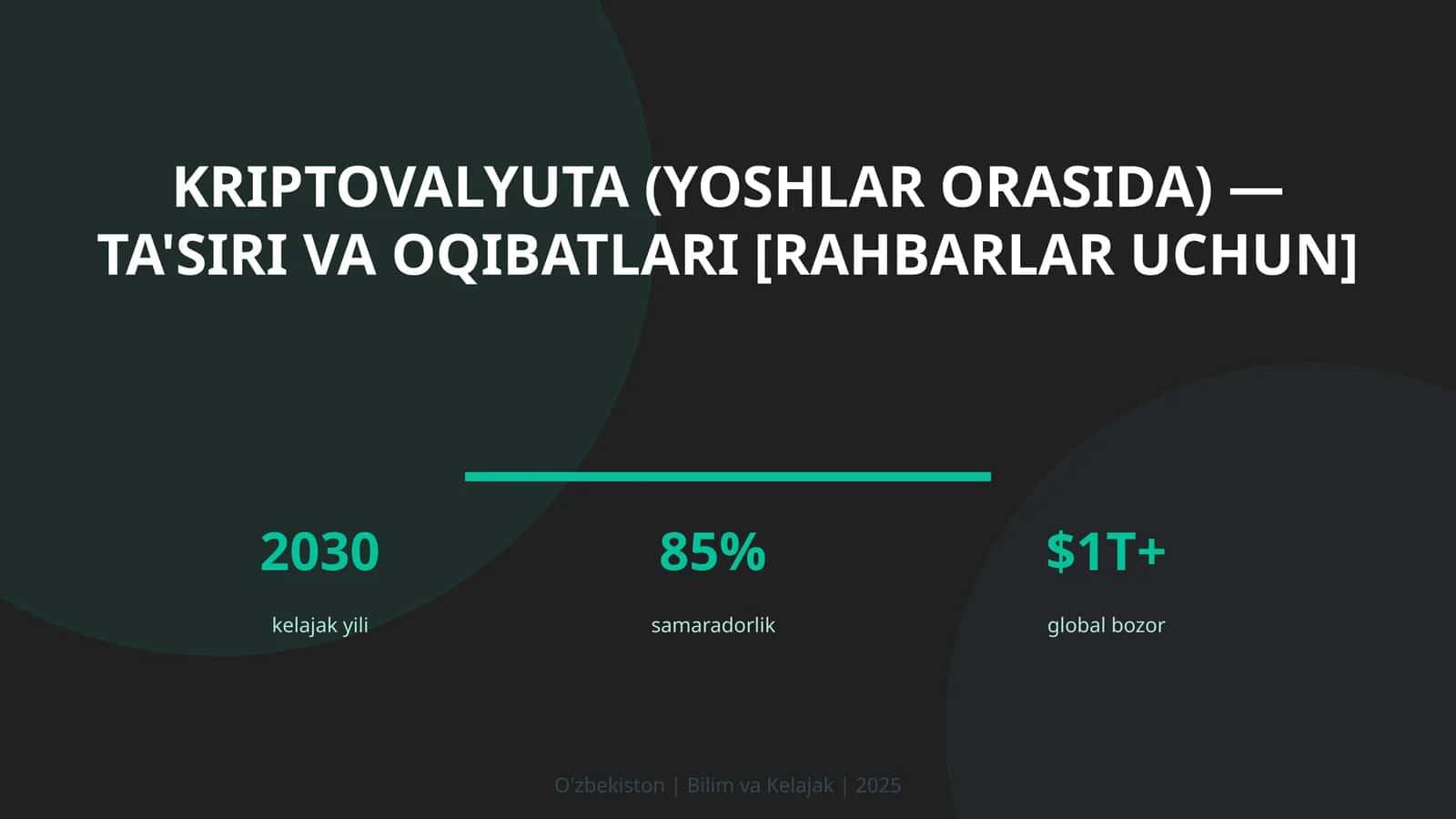 Kriptovalyuta (yoshlar orasida) — ta'siri va oqibatlari [rahbarlar uchun]
