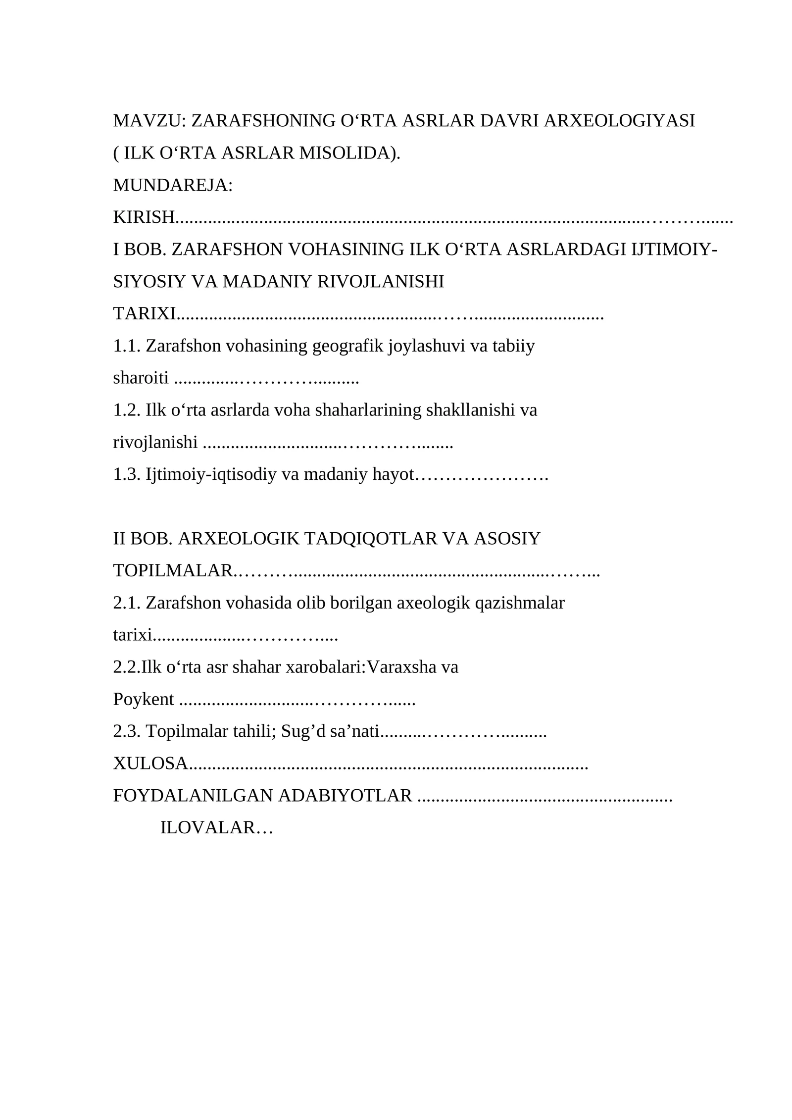 ZARAFSHONING O‘RTA ASRLAR DAVRI ARXEOLOGIYASI