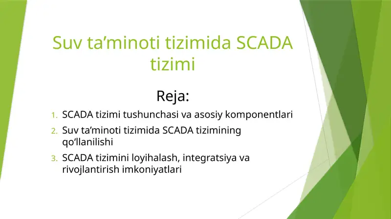Suv ta’minoti tizimida SCADA tizimi