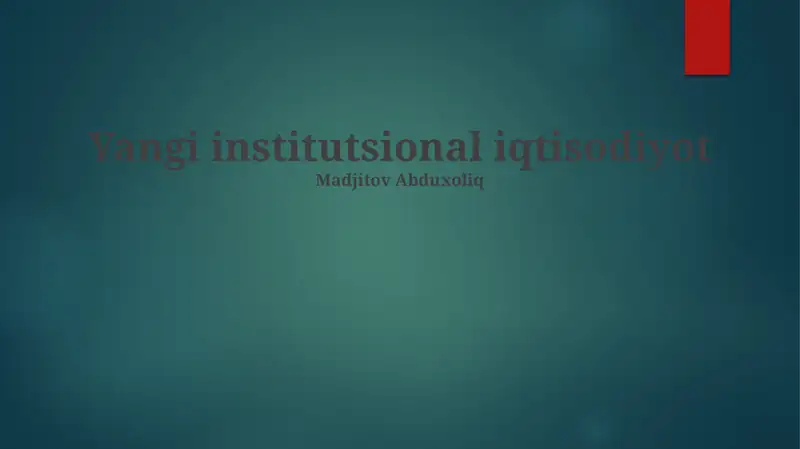 Yangi institutsional iqtisodiyot