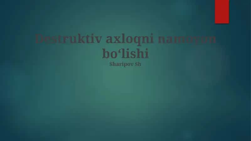 Halokatli Axloqning Namoyon Boʻlishi