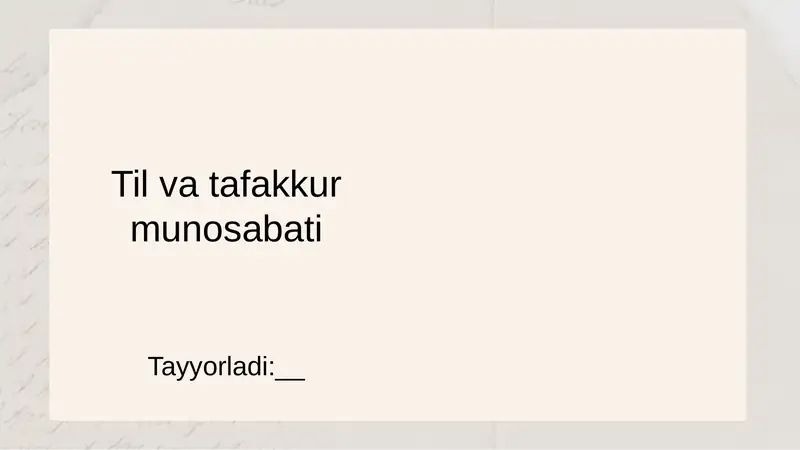 Til va tafakkur munosabati