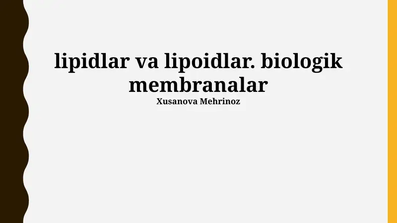 Lipidlar va Lipoidlar