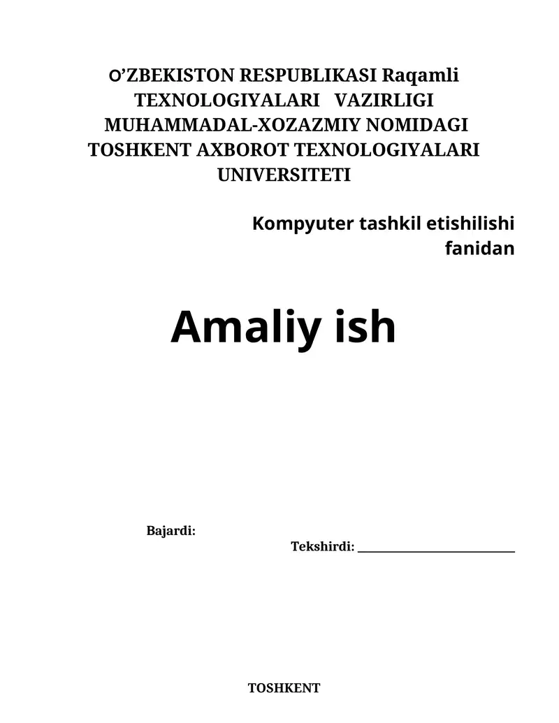Kompyuter tashkil etishilishi
