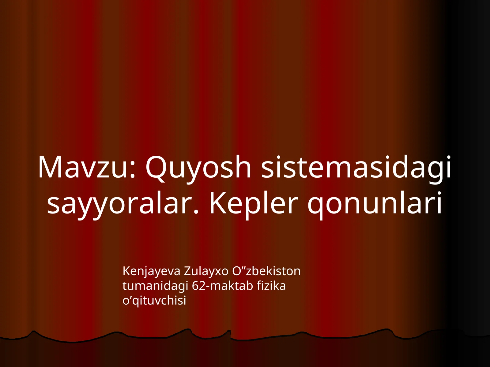 Quyosh sistemasidagi sayyoralar. Kepler qonunlari