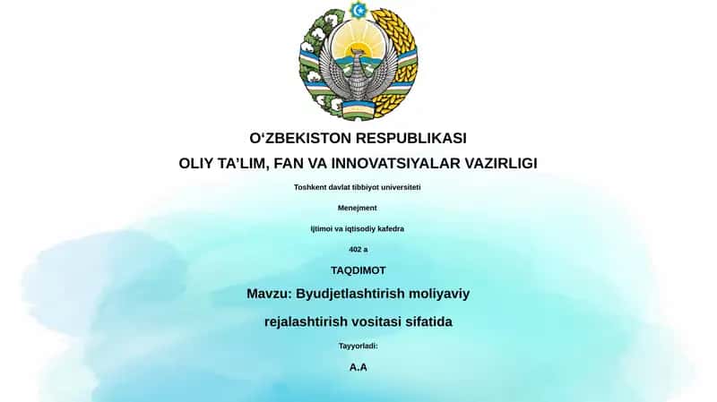Byudjetlashtirish moliyaviy rejalashtirish