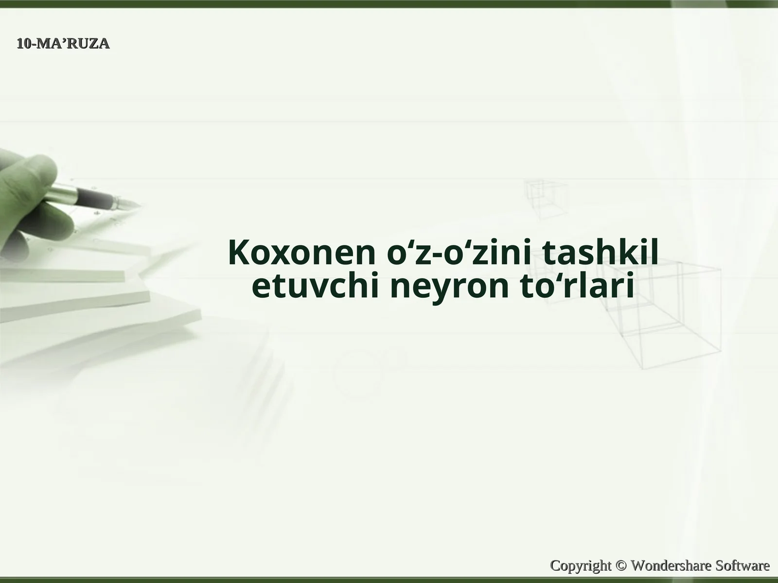 Kohonen o‘z-o‘zini tashkil etuvchi neyron to‘rlari